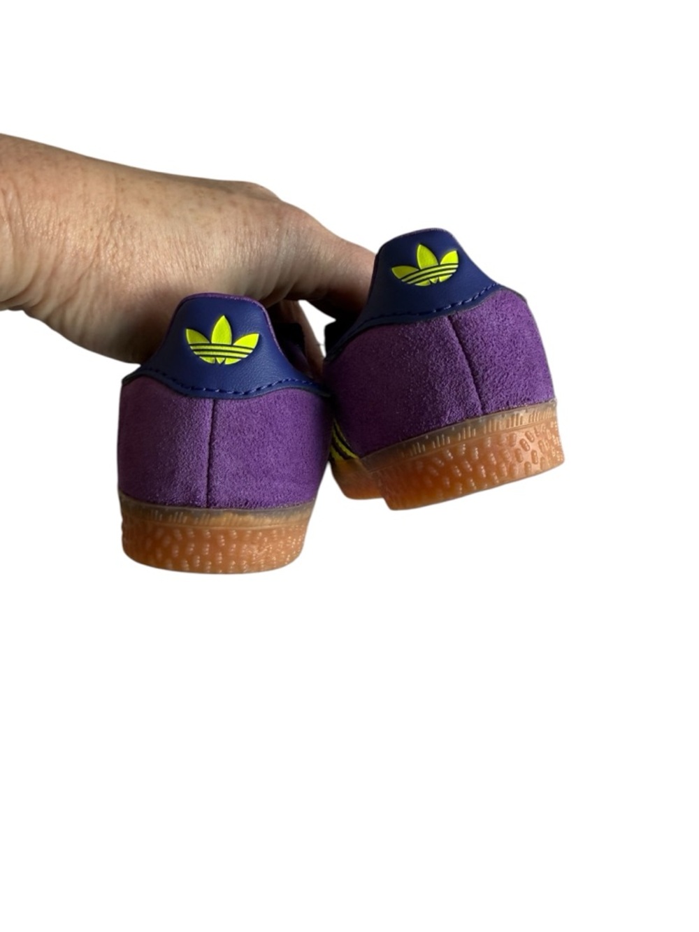 adidas Kids Gazelle Suede Sneaker - Purple with Neon green Stripes - Picture 3 of 11